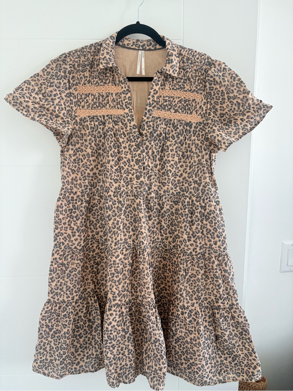 Anthropologie Leopard Print Midi Dress in Beige and Brown